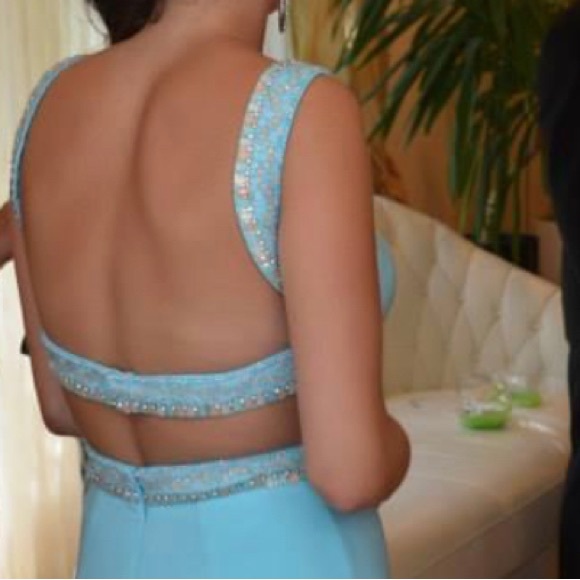 Blue two piece prom dress jovani - Picture 2 of 2